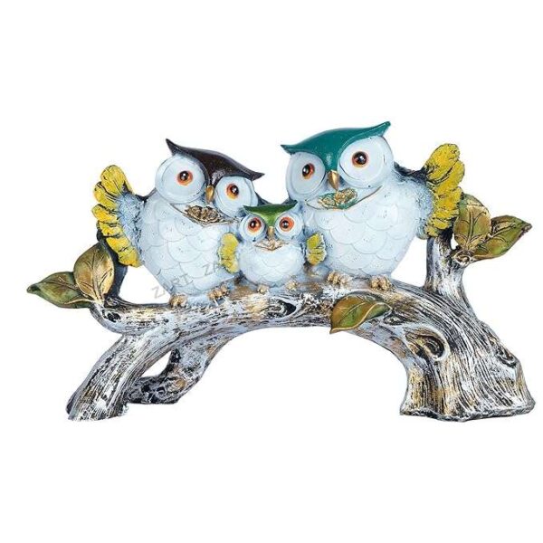 Owl Family Sitting on Tree Decorative Bird Showpieces Statue for Home Decor Living Room Bedroom Wall Shelf Table Top Garden Decoration Items -5 - Image 4